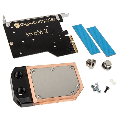 AuqaComputer kryoM.2 PCIe 3.0 x4 adapter for M.2 NGFF PCIe SSD, M-Key with water block