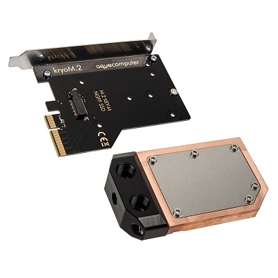 AuqaComputer kryoM.2 PCIe 3.0 x4 adapter for M.2 NGFF PCIe SSD, M-Key with water block